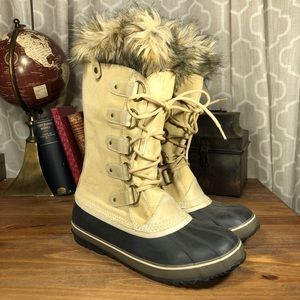 SOREL BOOTS SZ 12 JOAN OF ARCTIC BEIGE  TAN GRAY